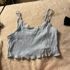 2 blue crop tops skinny